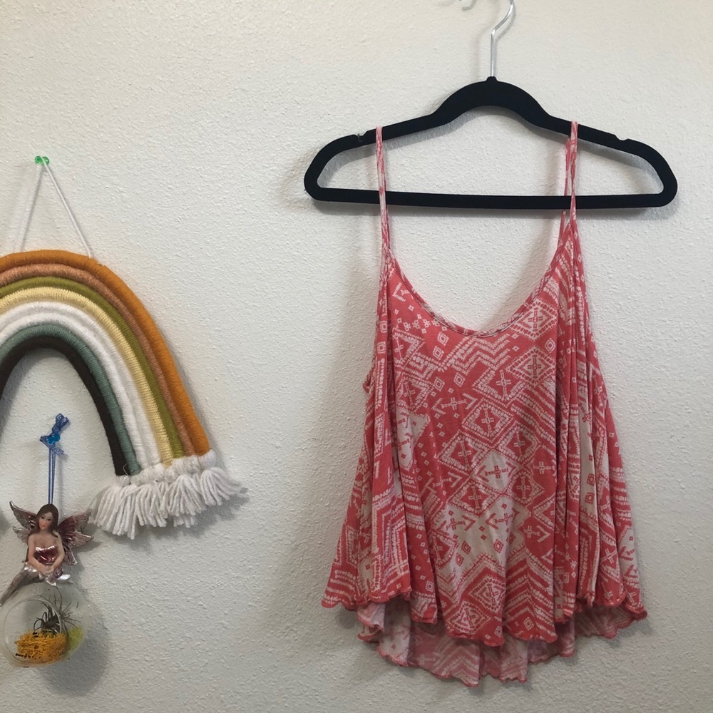 pinkish orange boho pattern tank top